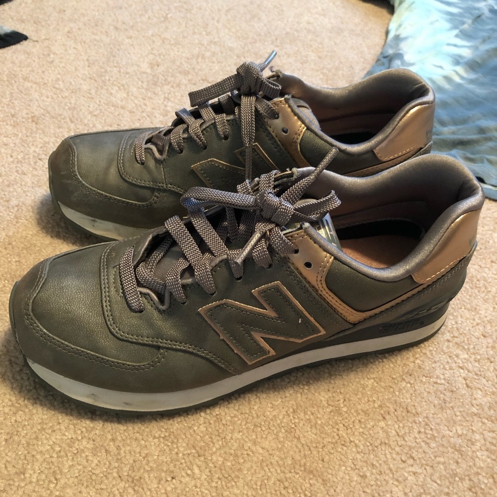 New Balance 574 Gray + Rose Gold